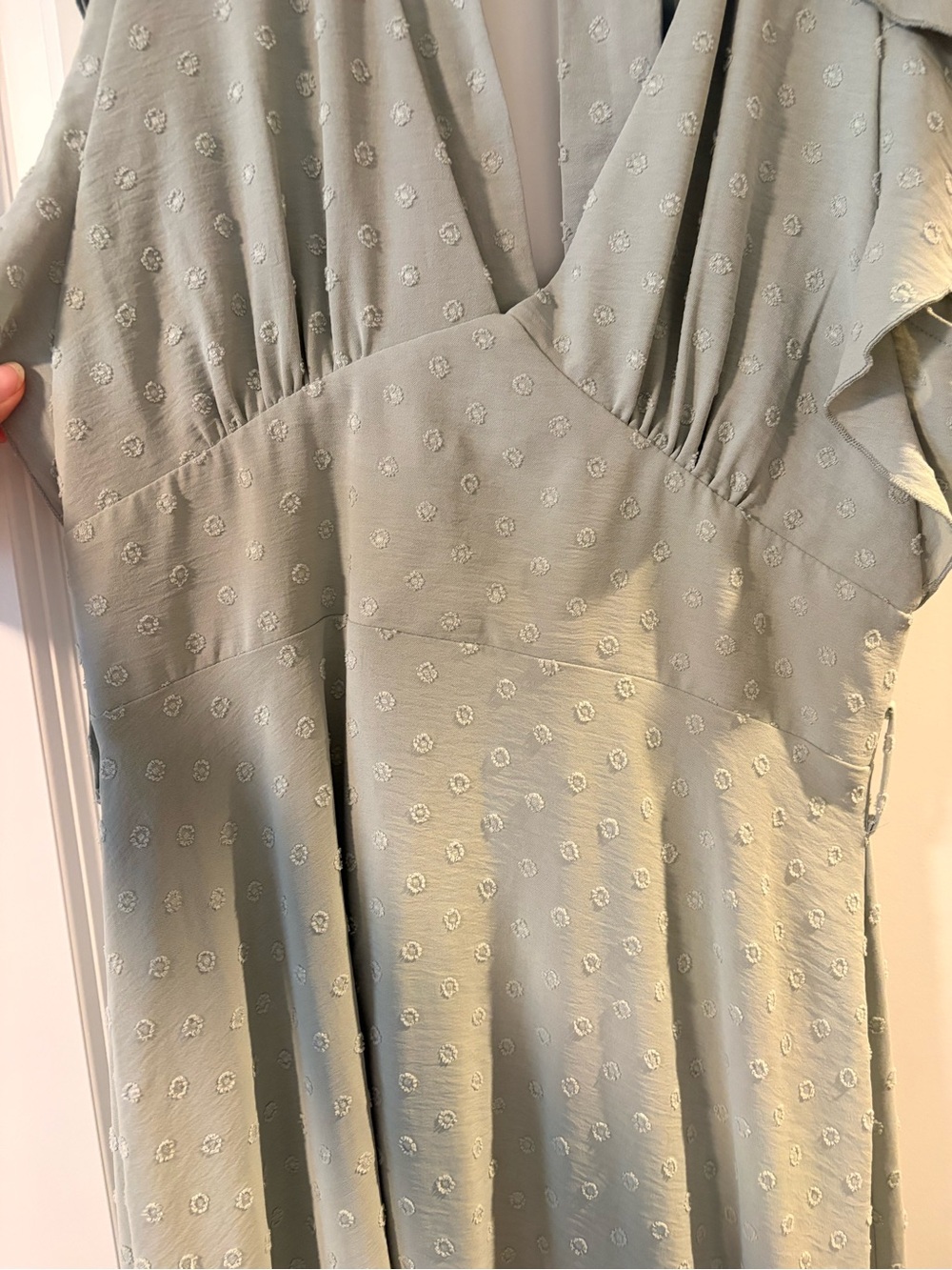 Altar'd State Sage Green Textured V-Neck Midi Dress